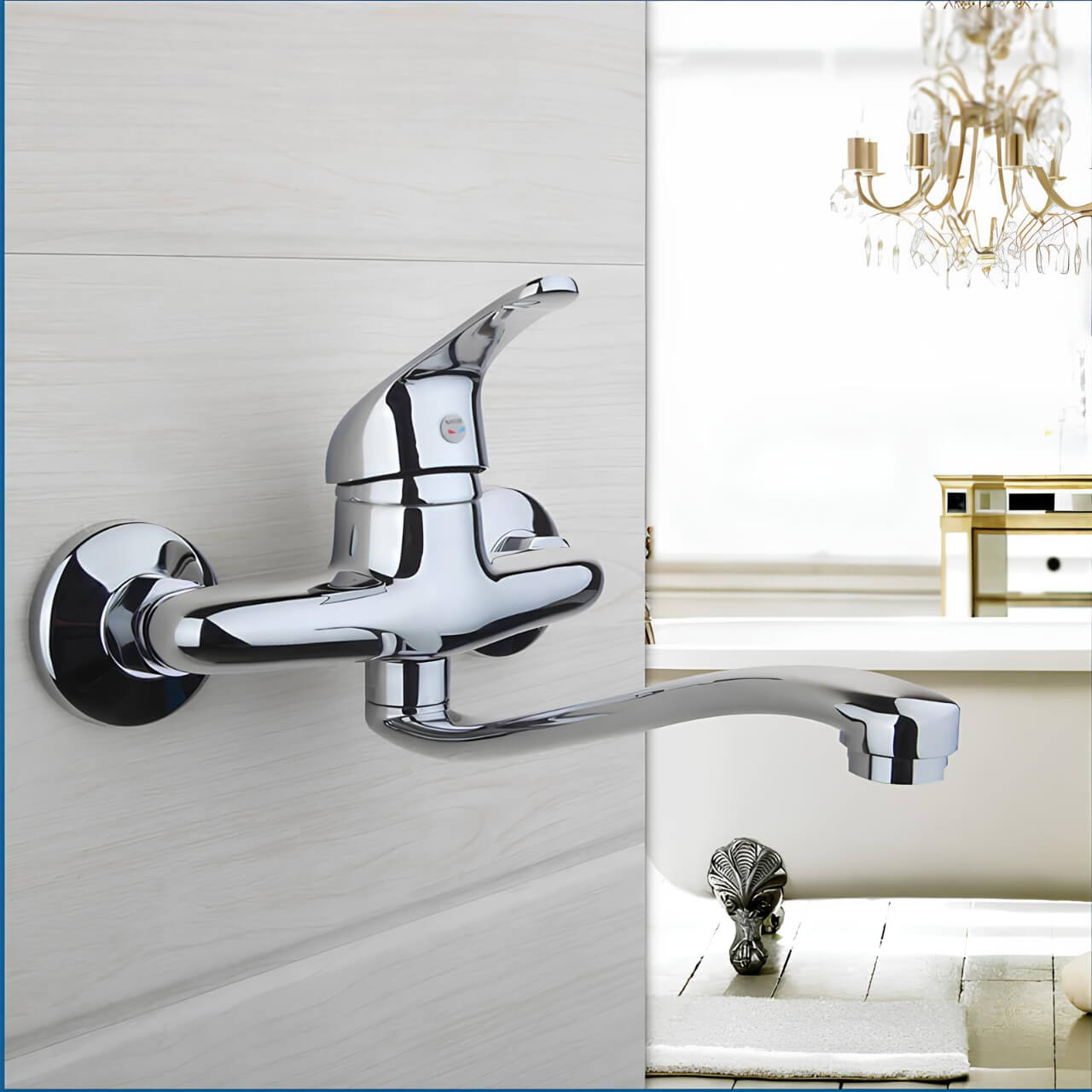 Robinet baignoire mural monocommande chrome