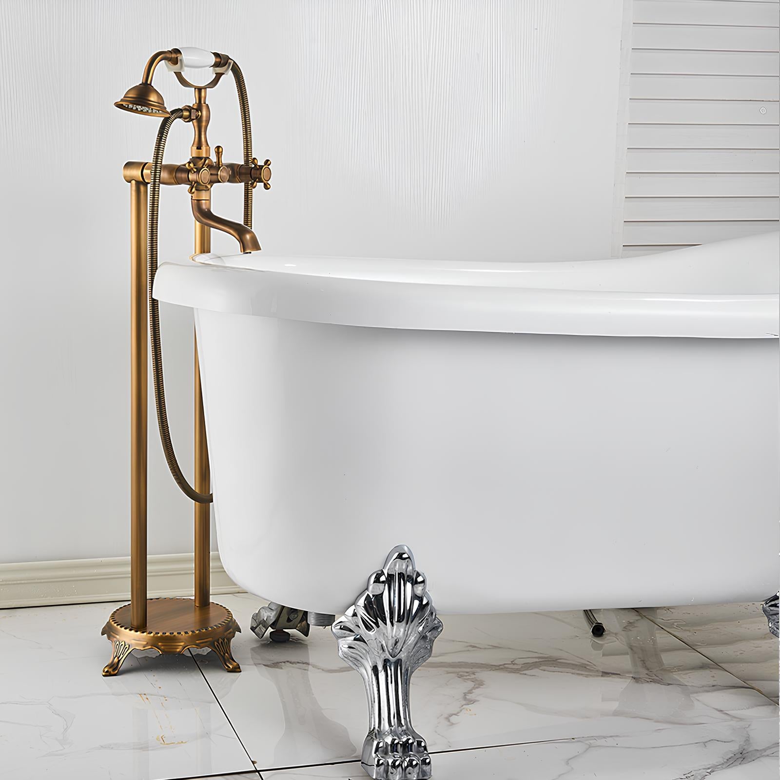 Robinet baignoire sur pied bronze antique rétro