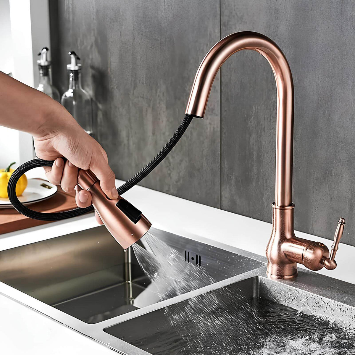 Robinet cuisine douchette extractible antique L'art du robinet