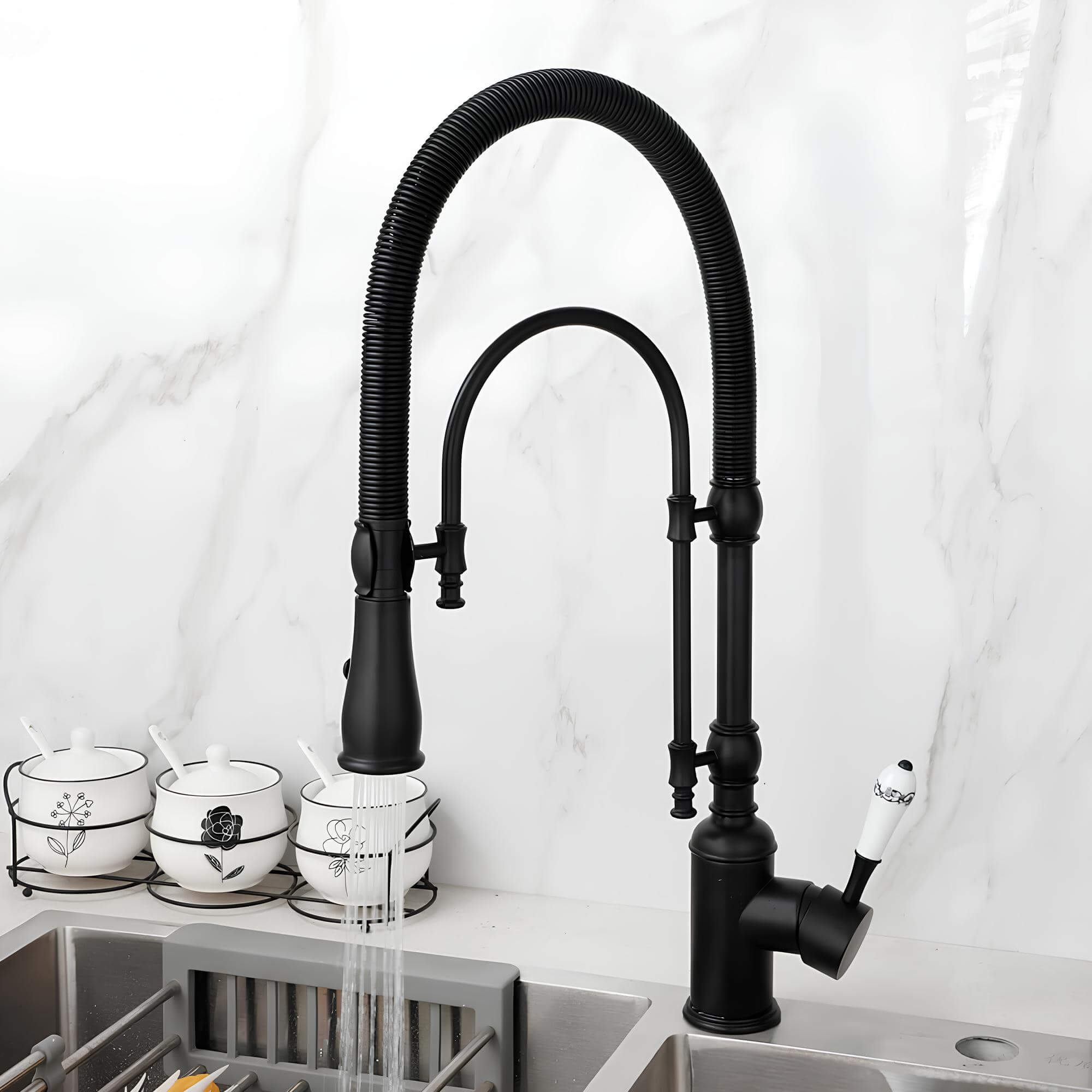 Robinet cuisine douchette extractible mitigeur laiton ressort flexible
