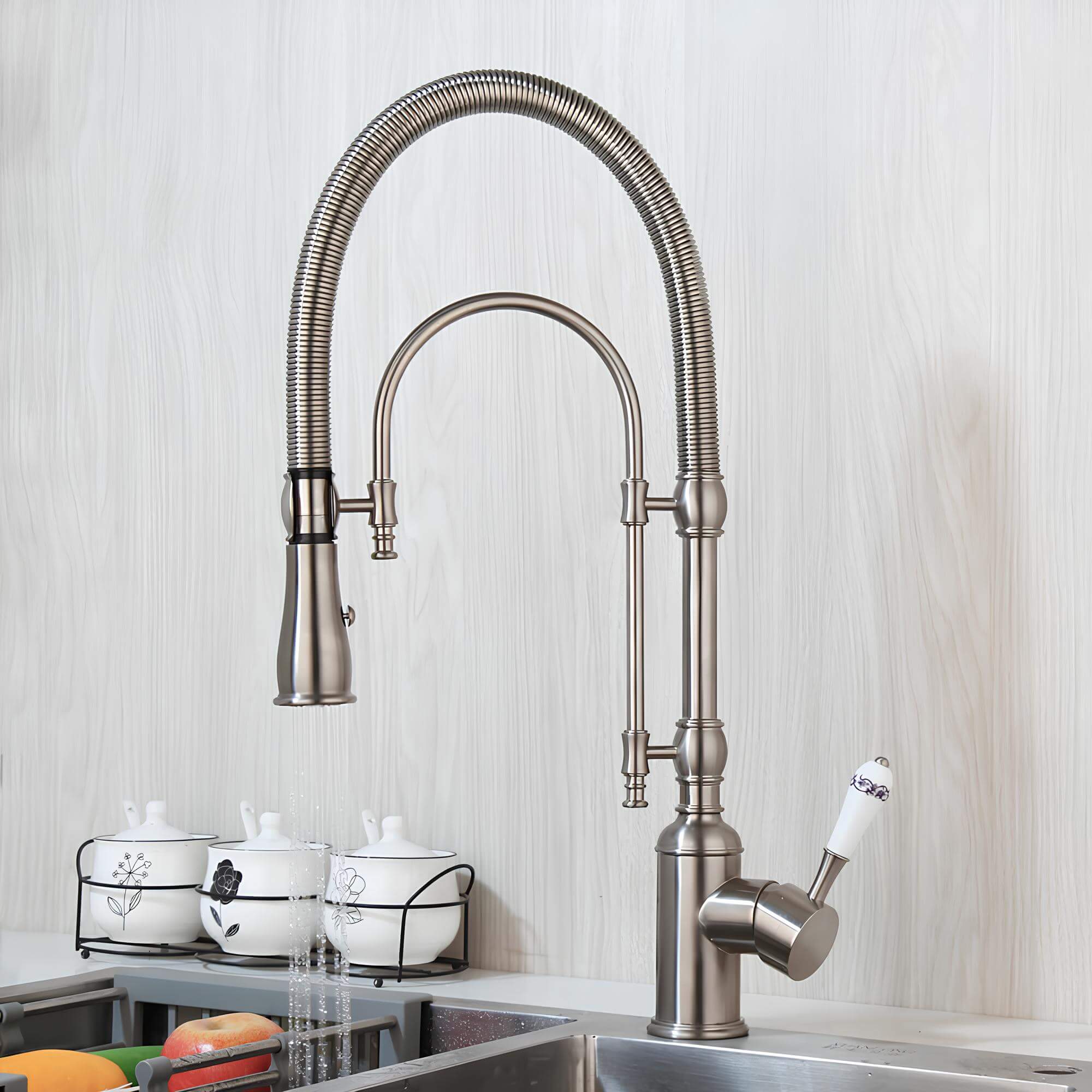 Robinet cuisine douchette extractible mitigeur laiton ressort flexible