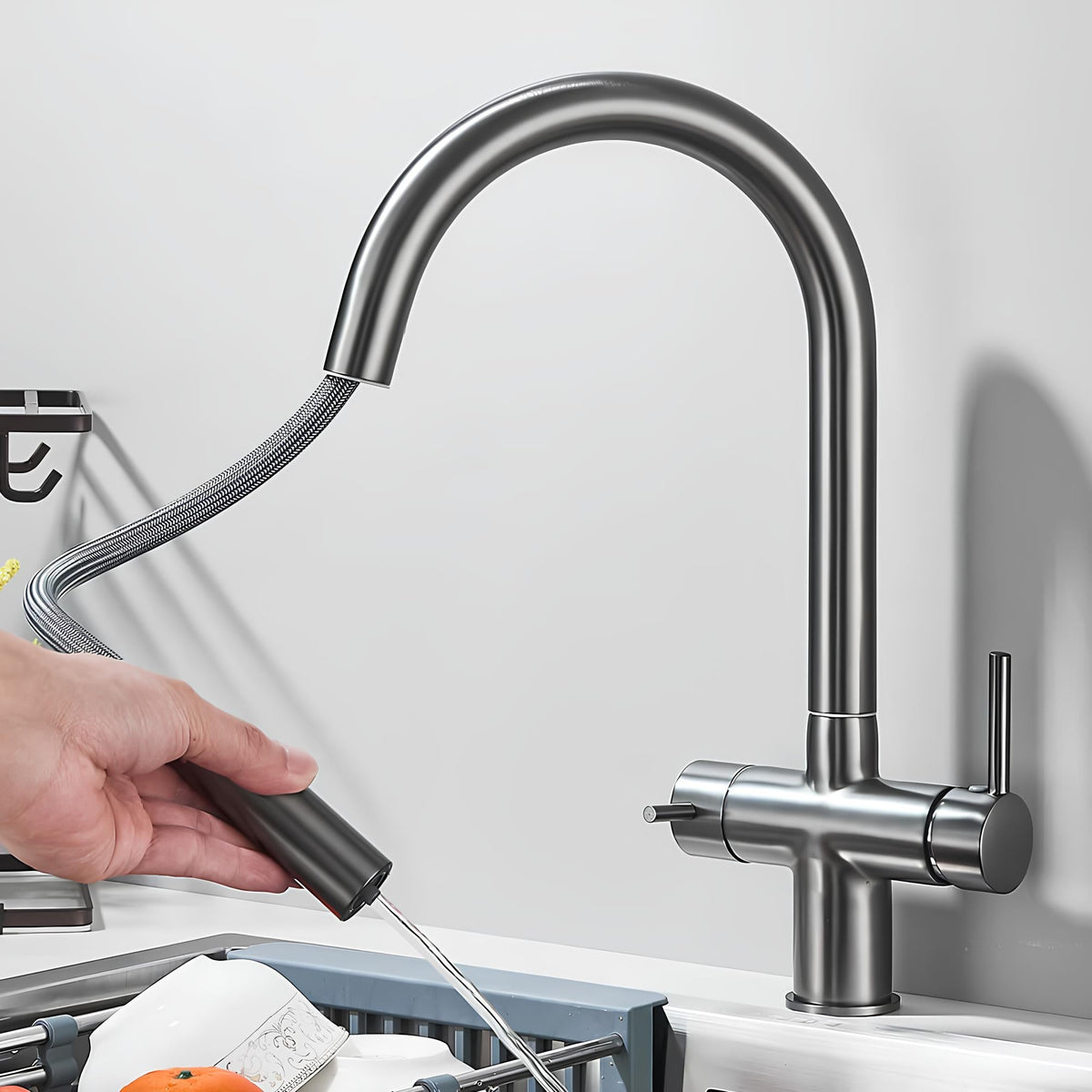 Robinet cuisine douchette rétractable rotation 360° L'art du robinet