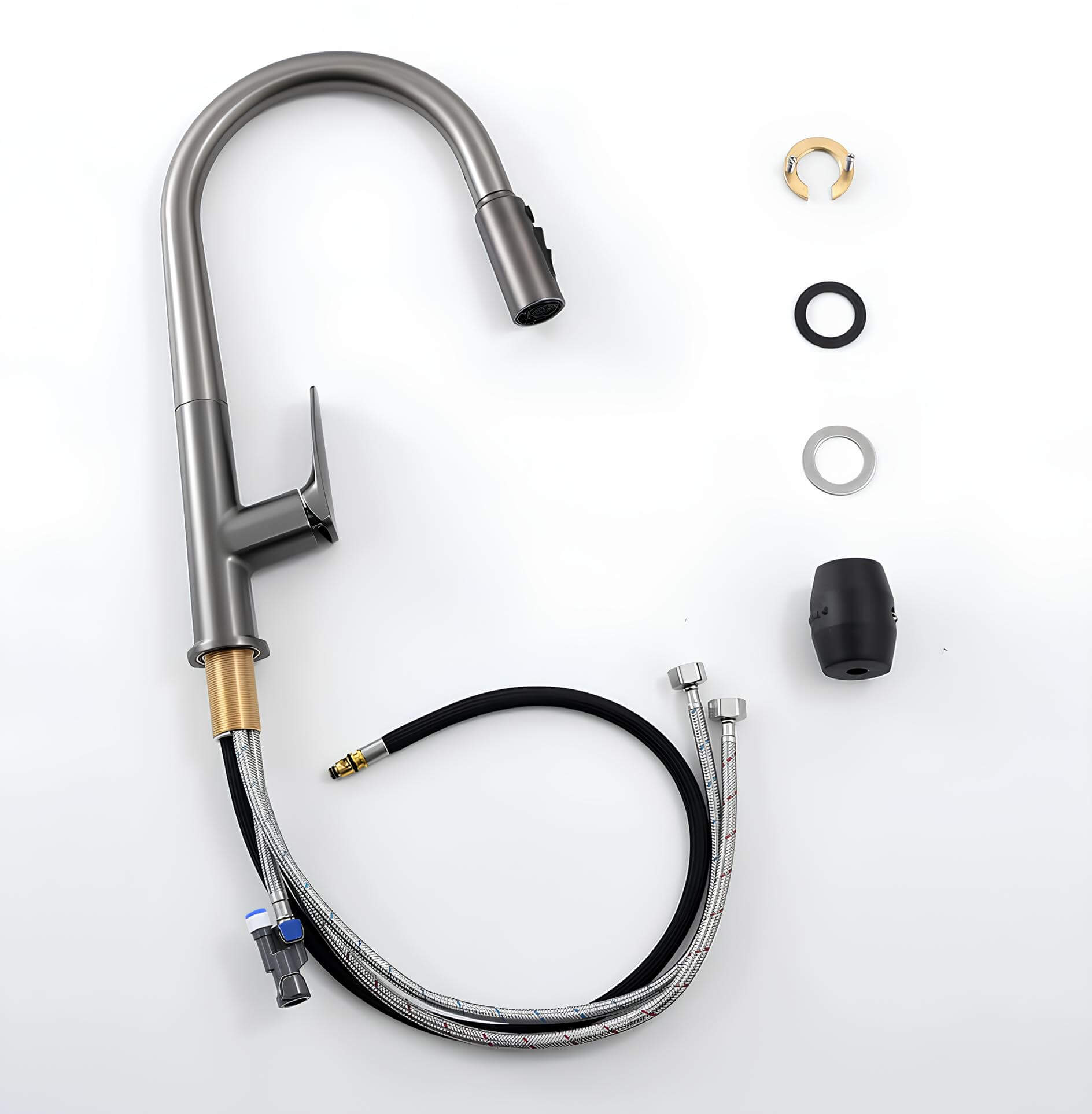 Robinet cuisine laiton avec douchette extractible et eau filtrée