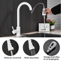 Robinet cuisine laiton douchette extractible 2 jets
