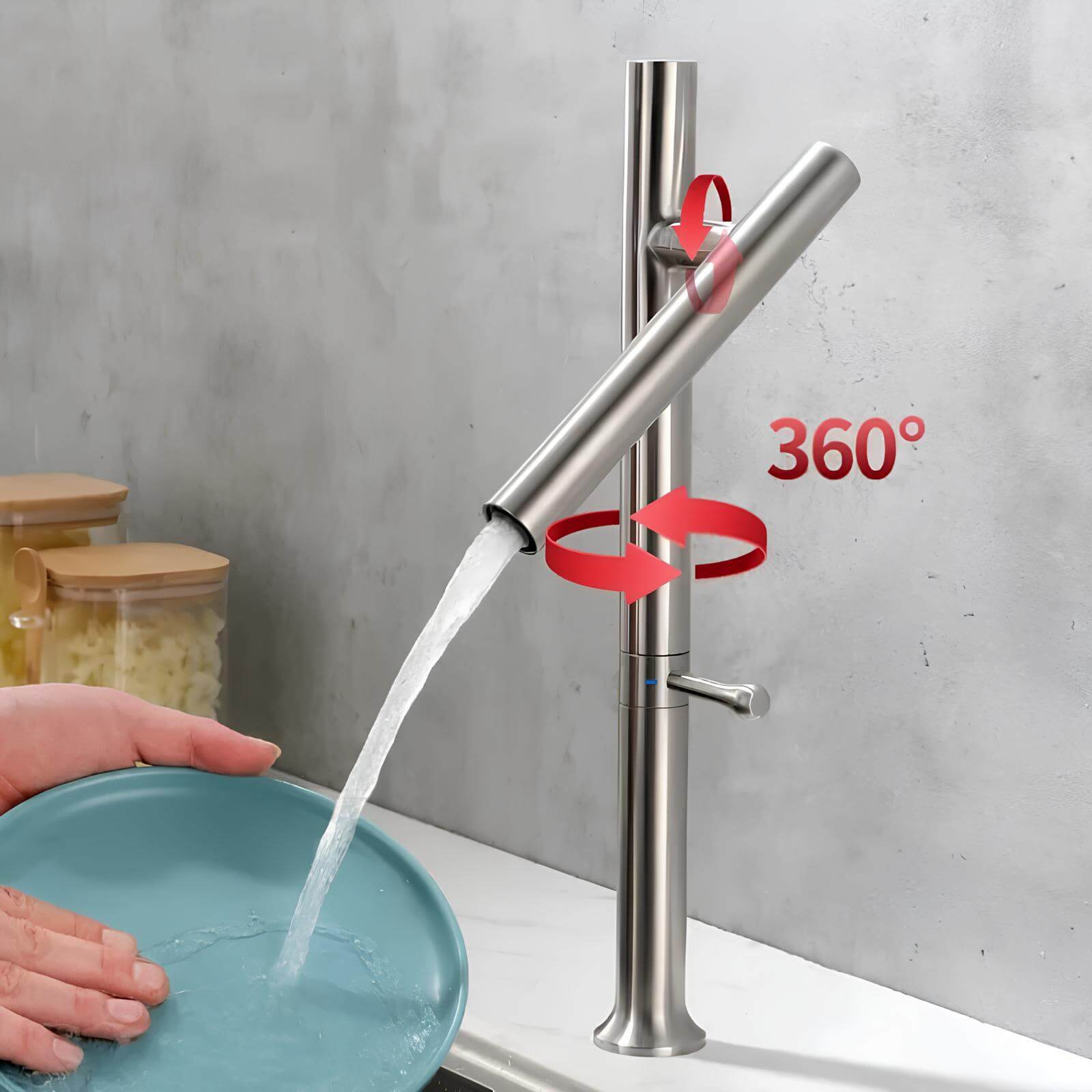 Robinet cuisine inox 304 rotatif 360° mitigeur brossé