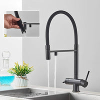 Robinet cuisine noir avec douchette et eau filtrée L'art du robinet