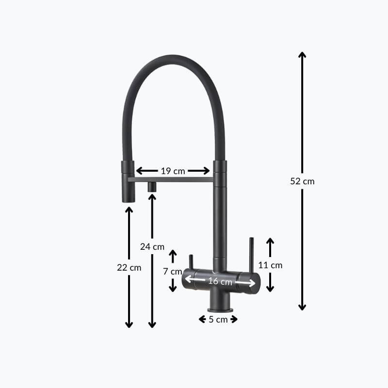 Robinet cuisine noir avec douchette et eau filtrée L'art du robinet