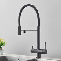 Robinet cuisine noir avec douchette et eau filtrée L'art du robinet