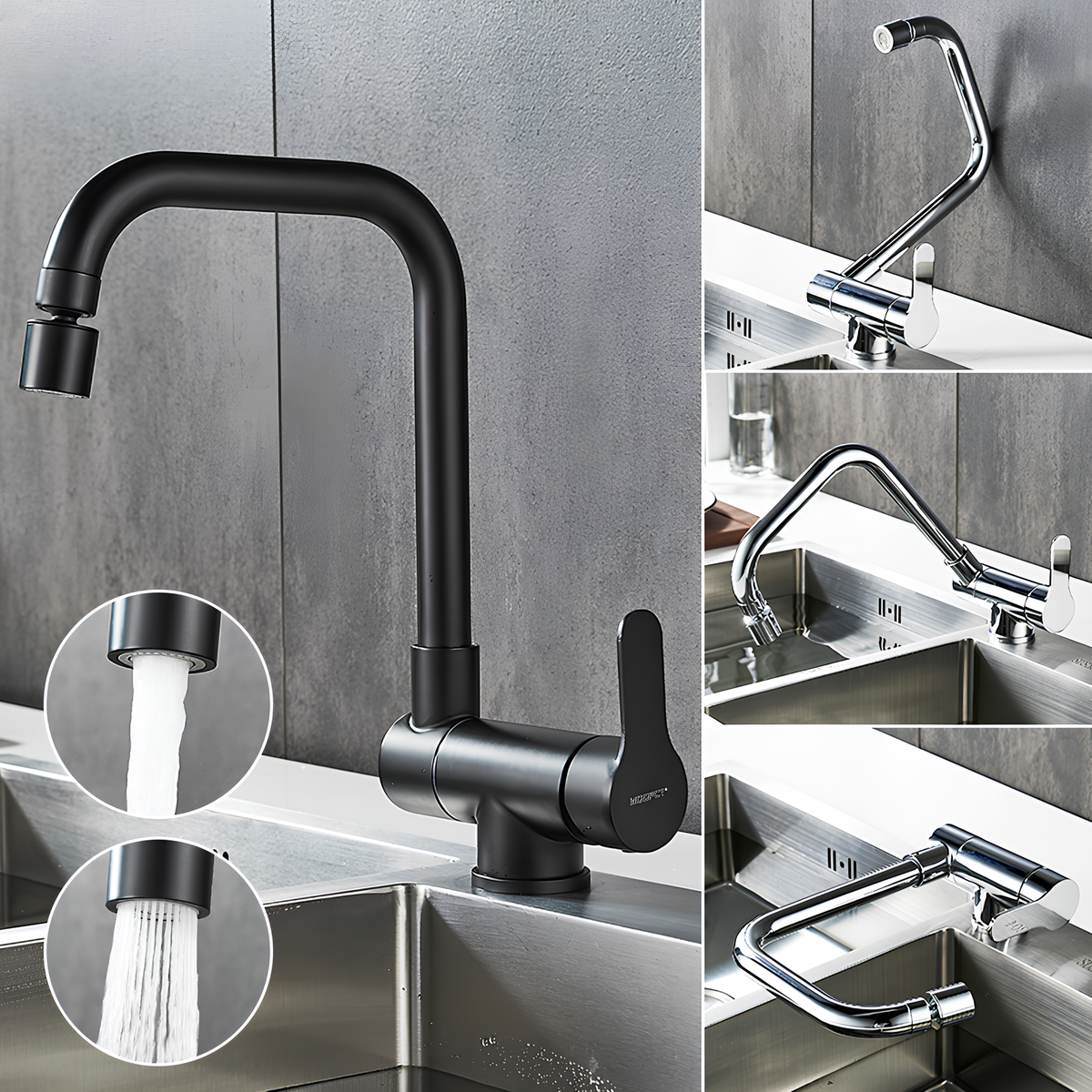 Robinet cuisine rabattable 360° flexible compact L'art du robinet