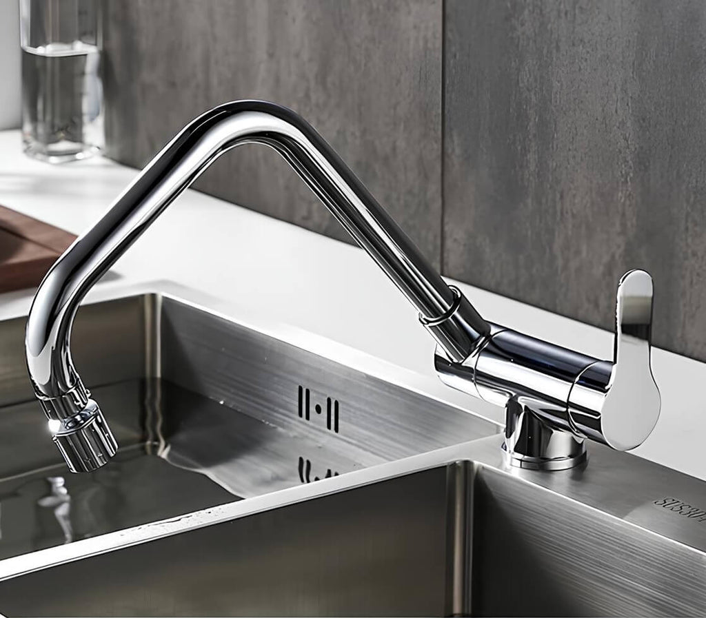 Robinet cuisine rabattable 360° flexible compact L'art du robinet