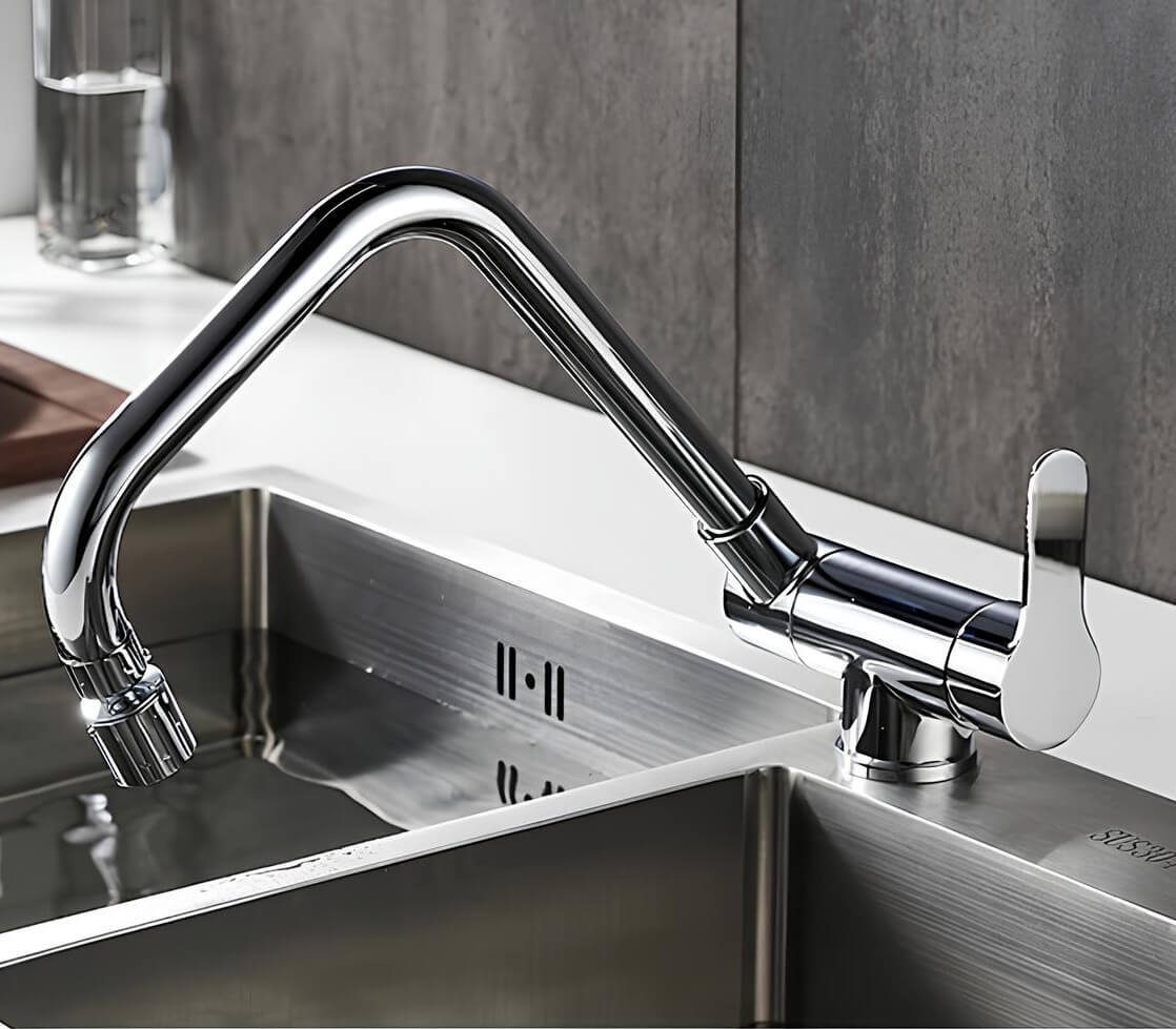 Robinet cuisine rabattable 360° flexible compact L'art du robinet