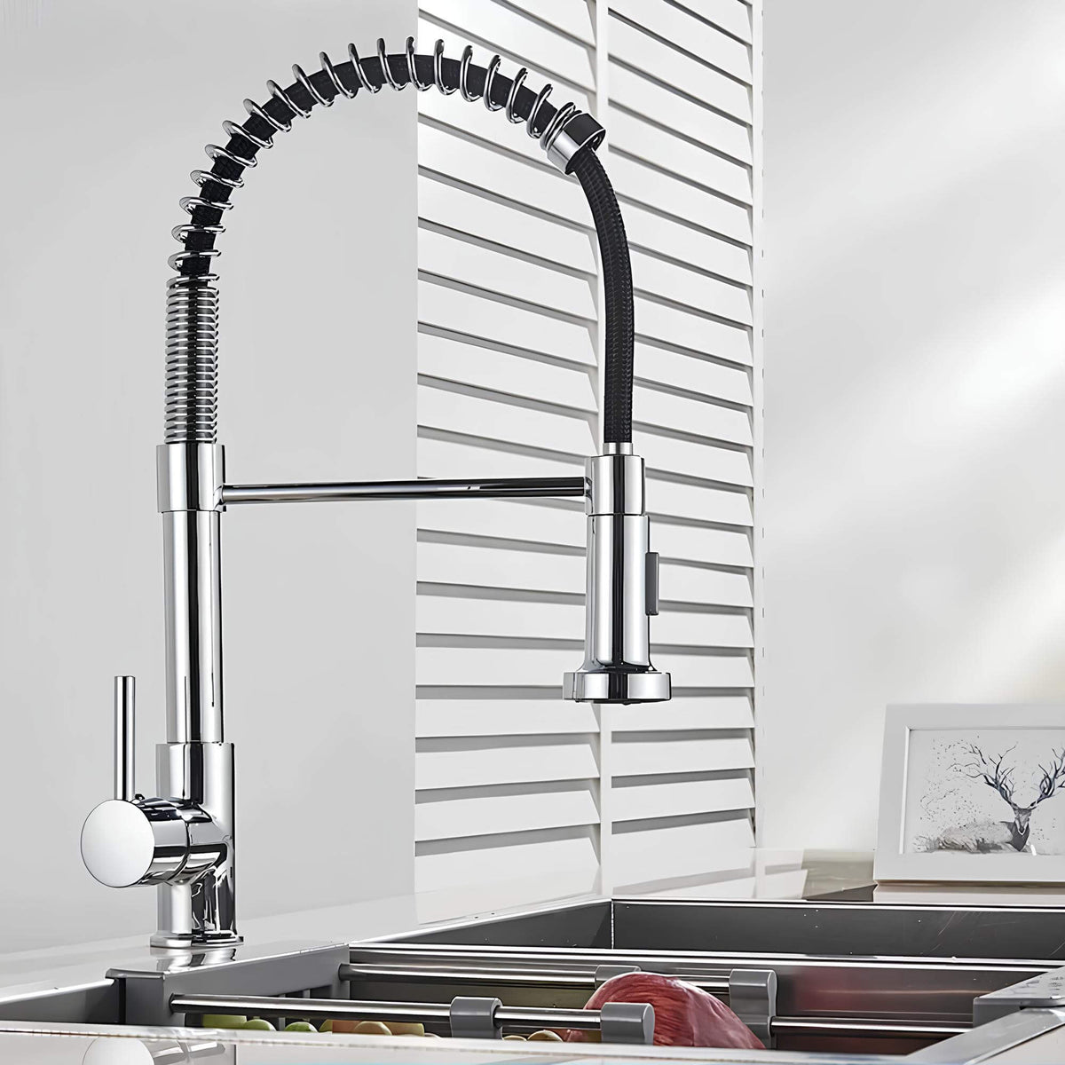 Robinet de cuisine avec douchette extractible et ressort L'art du robinet