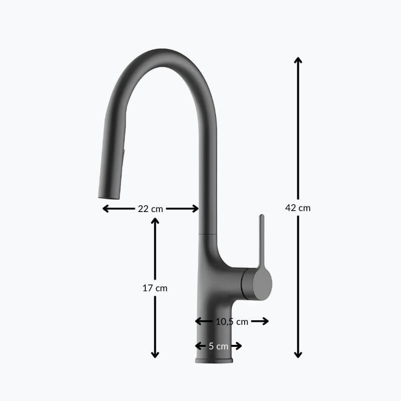 Robinet de cuisine extractible bec haut deux jets L'art du robinet