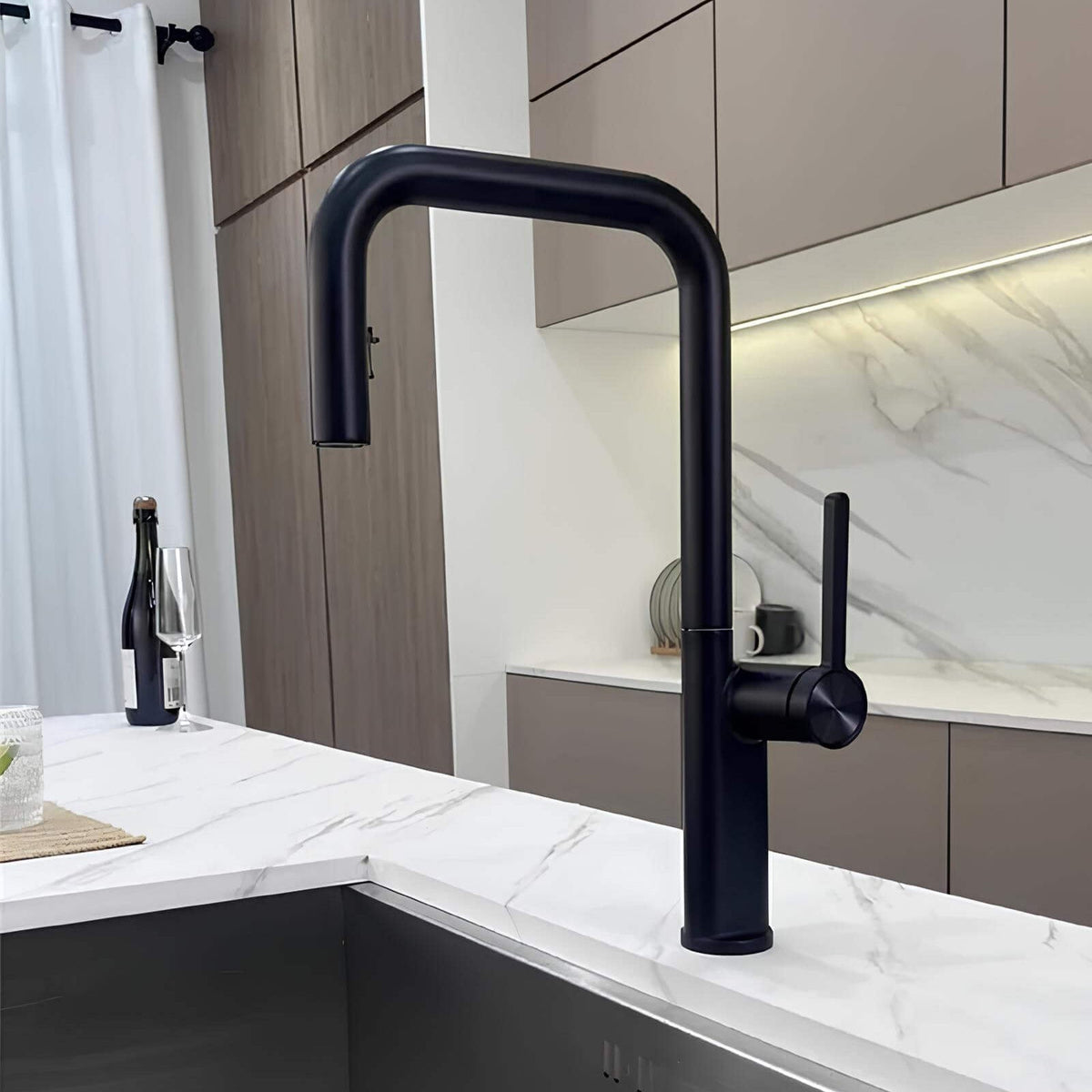 Robinet de cuisine laiton bec extractible rotatif L'art du robinet