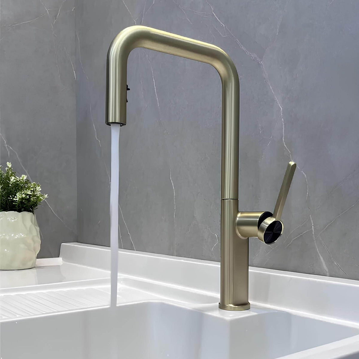 Robinet de cuisine laiton bec extractible rotatif L'art du robinet