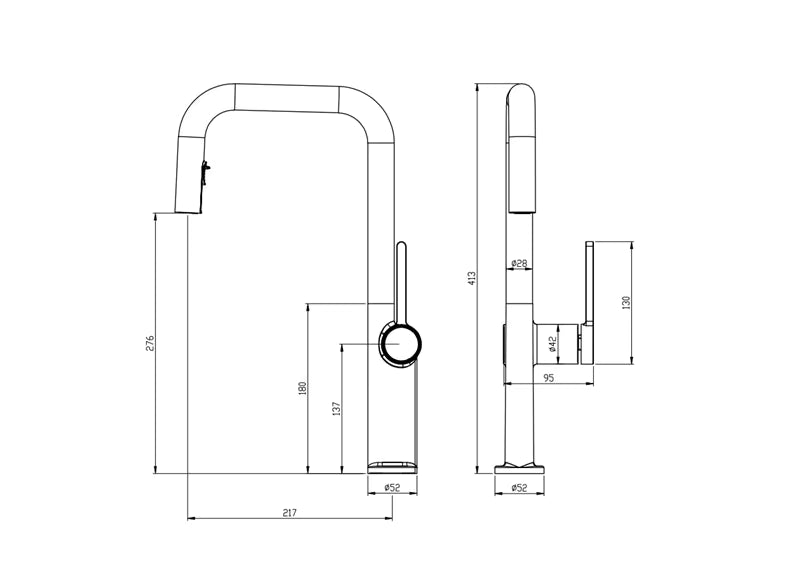 Robinet de cuisine laiton bec extractible rotatif L'art du robinet