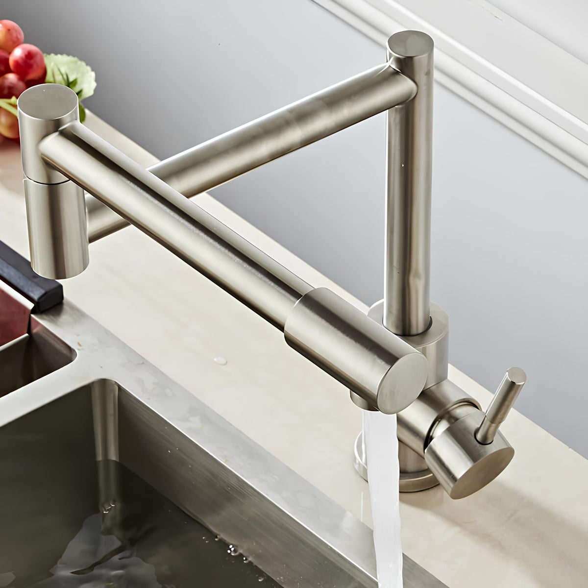 Robinet de cuisine rabattable 360° inox L'art du robinet