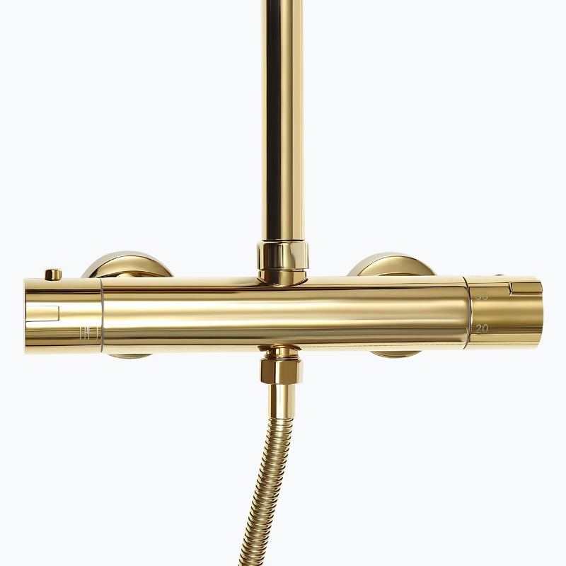 Colonne de douche dorée thermostatique