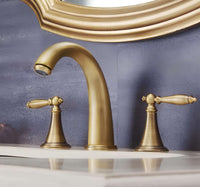 Robinet lavabo 3 trous bronze antique double poignée