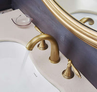 Robinet lavabo 3 trous bronze antique double poignée