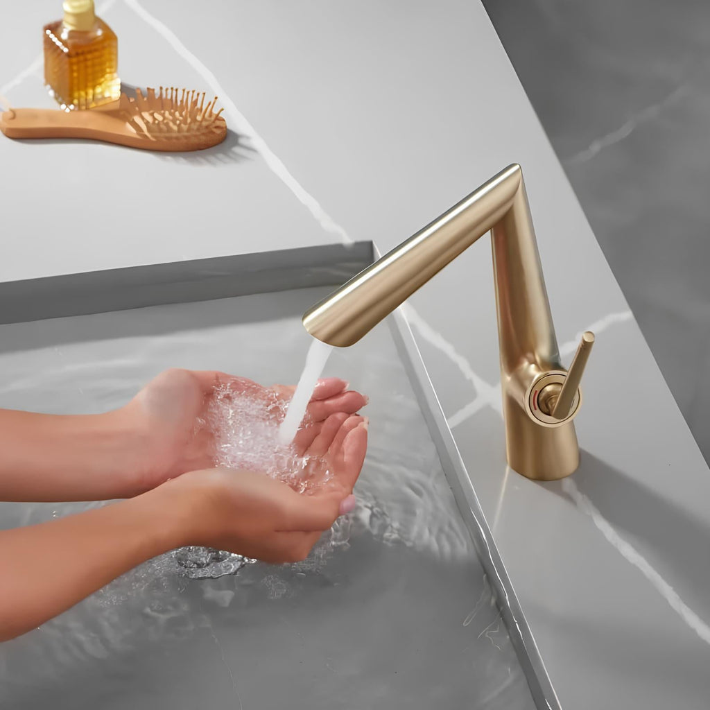 Robinet de lavabo noir contemporain levier