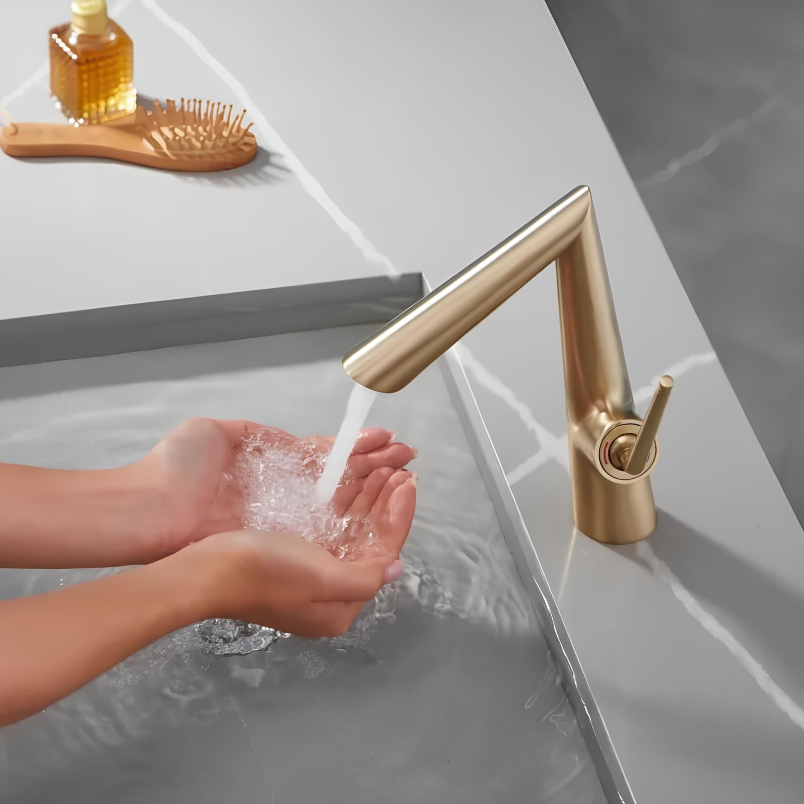 Robinet de lavabo noir contemporain levier