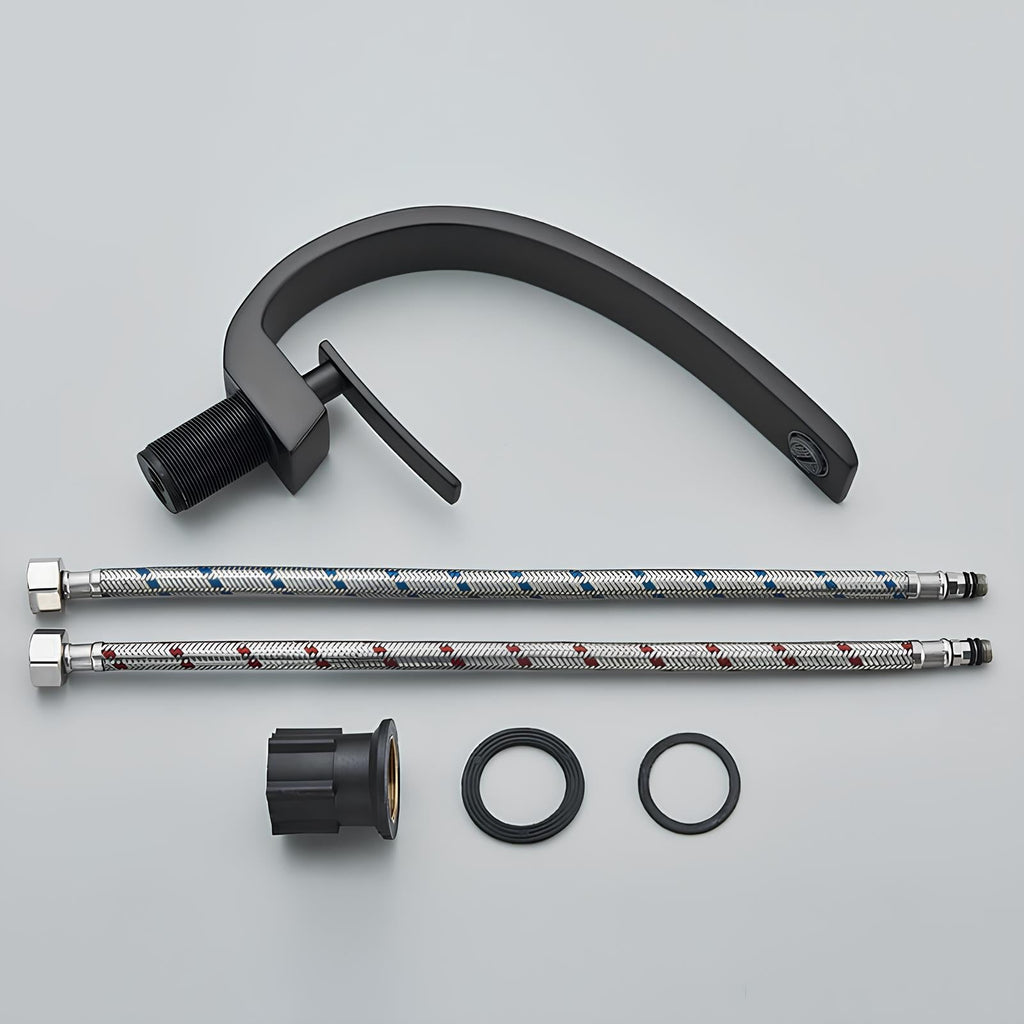 Robinet de lavabo noir minimaliste laiton poli L'art du robinet