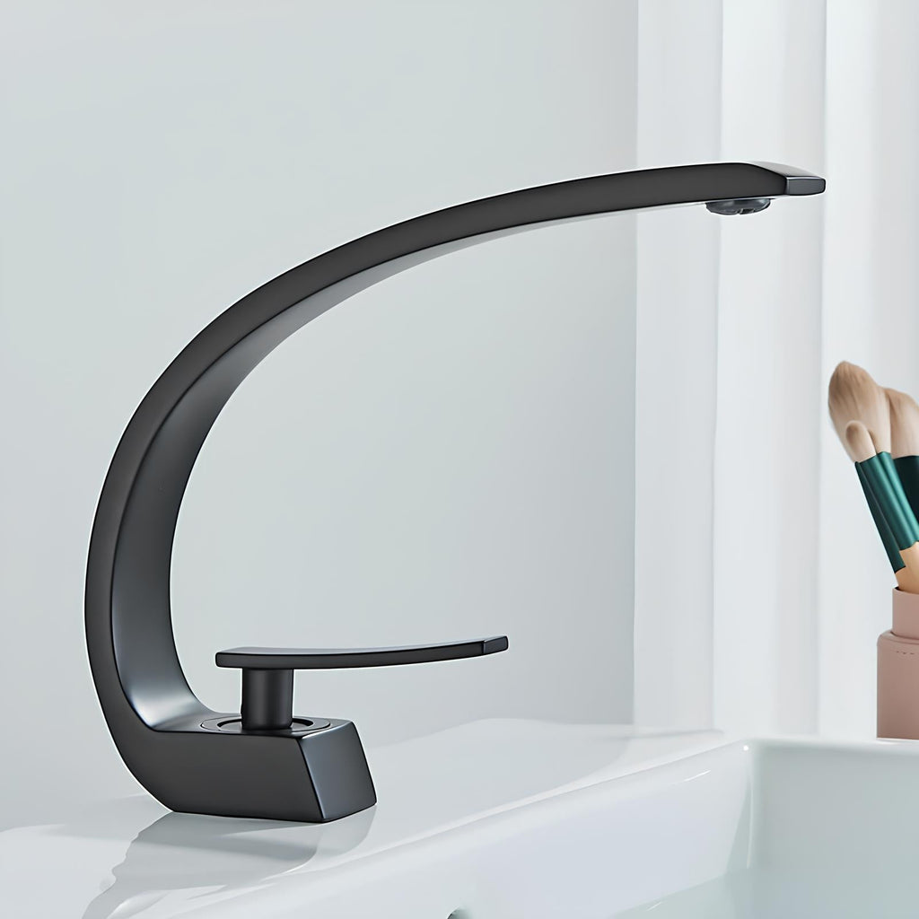 Robinet de lavabo noir minimaliste laiton poli L'art du robinet