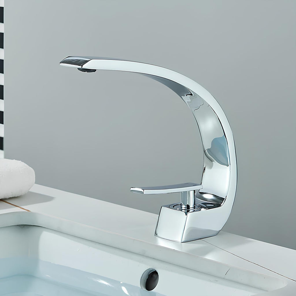 Robinet de lavabo noir minimaliste laiton poli L'art du robinet