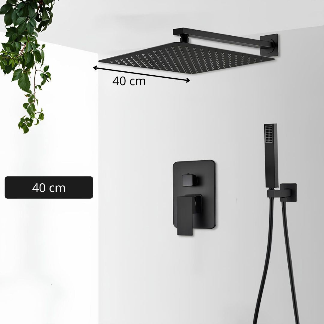 Robinet douche encastré noir cascade pluie L'art du robinet