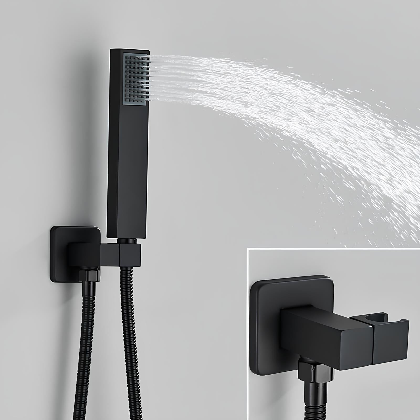 Robinet douche encastré noir cascade pluie L'art du robinet