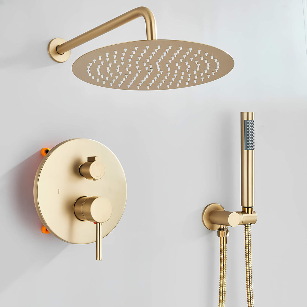 Robinet douche encastré rond dorée brossée L'art du robinet