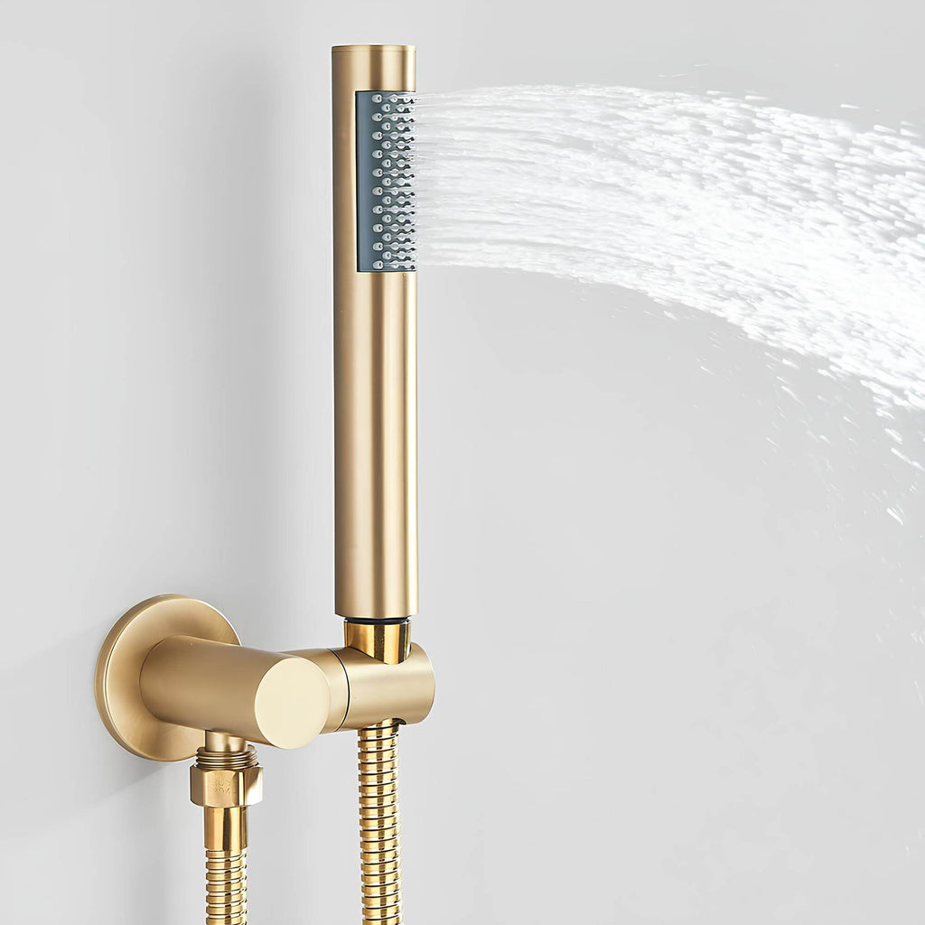 Robinet douche encastré rond dorée brossée L'art du robinet