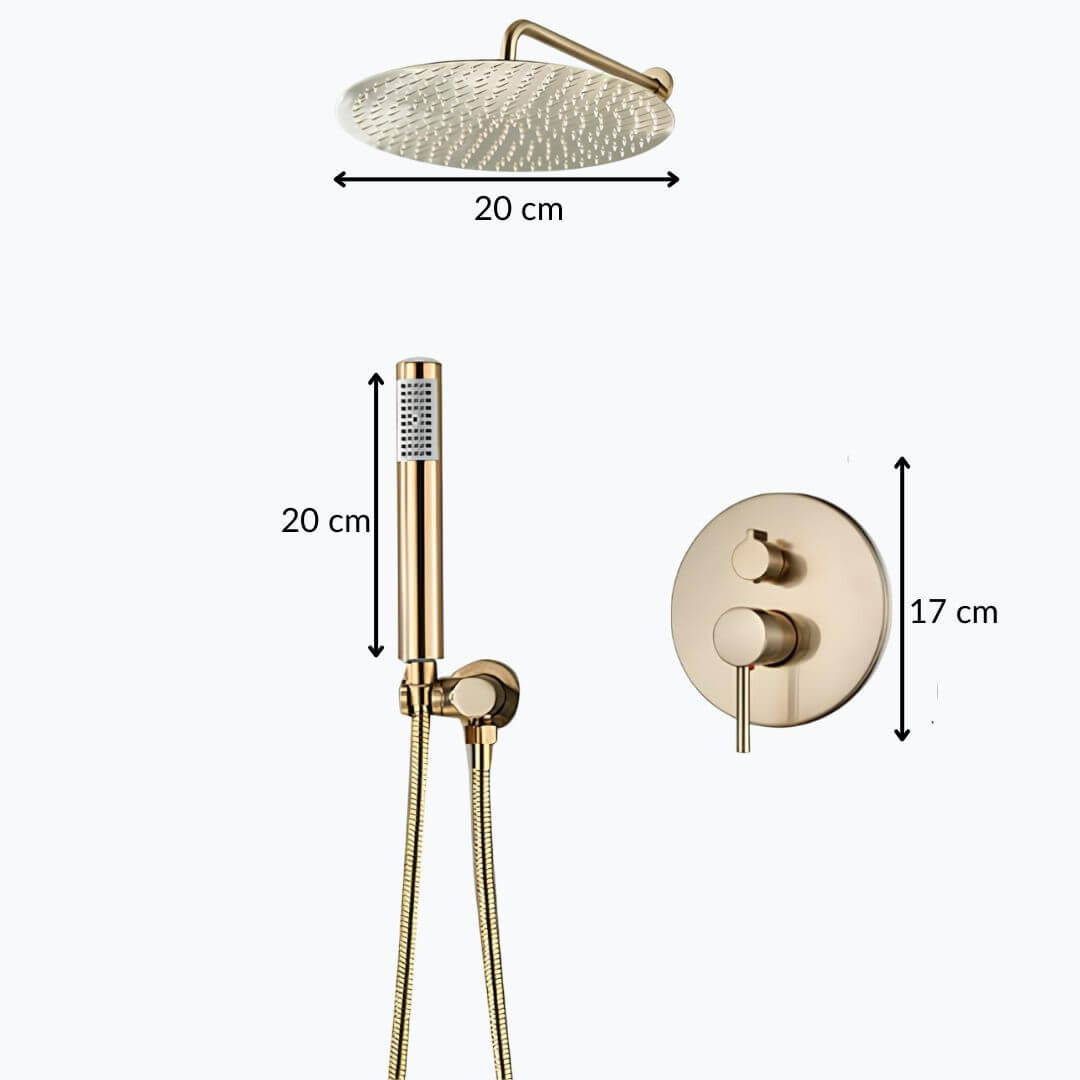Robinet douche encastré rond dorée brossée L'art du robinet