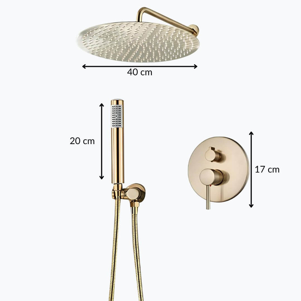 Robinet douche encastré rond dorée brossée L'art du robinet