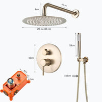 Robinet douche encastré rond dorée brossée L'art du robinet
