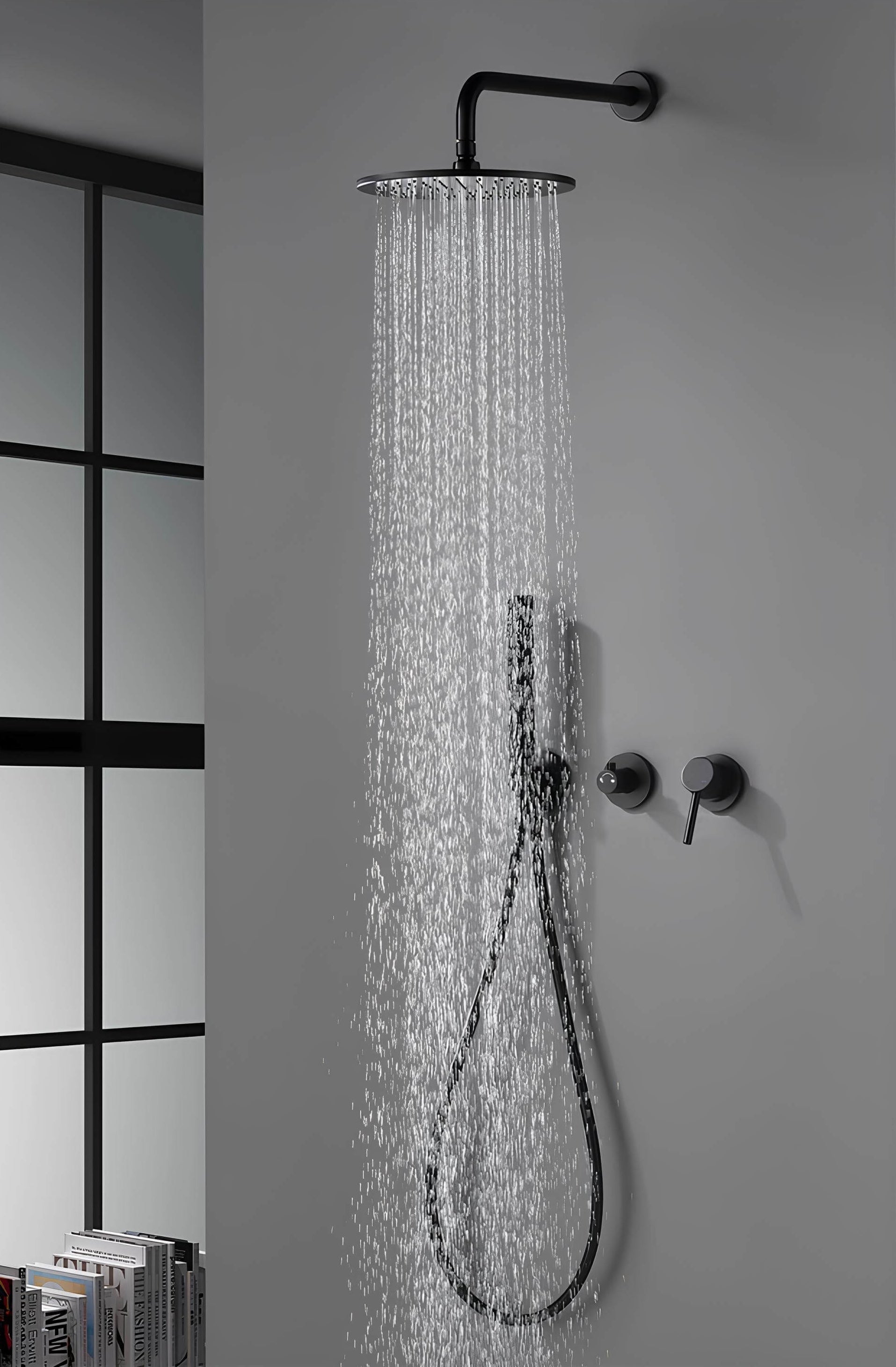 Robinet douche mural noir mat haute pression L'art du robinet