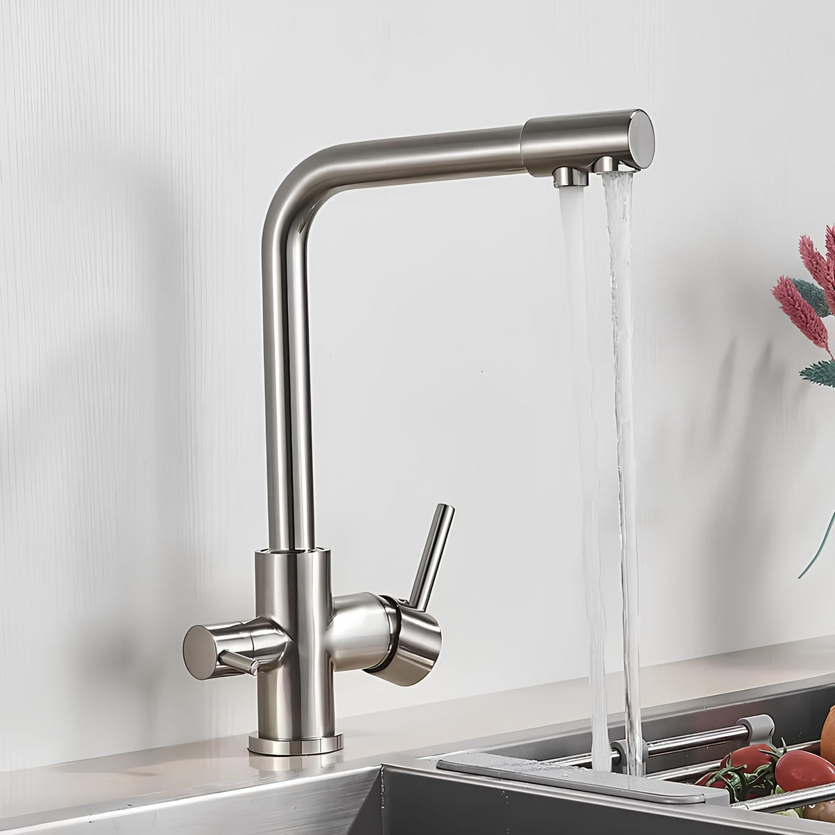 Robinet évier 3 voies eau filtrée laiton L'art du robinet