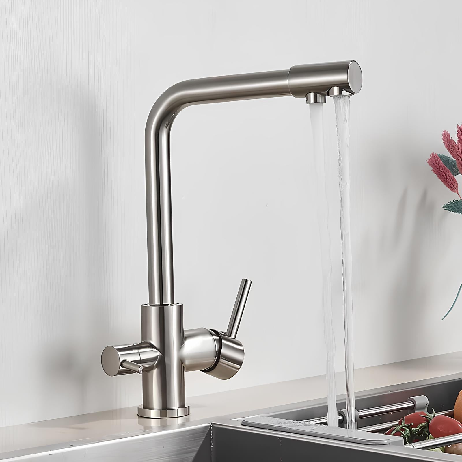 Robinet évier 3 voies eau filtrée laiton L'art du robinet