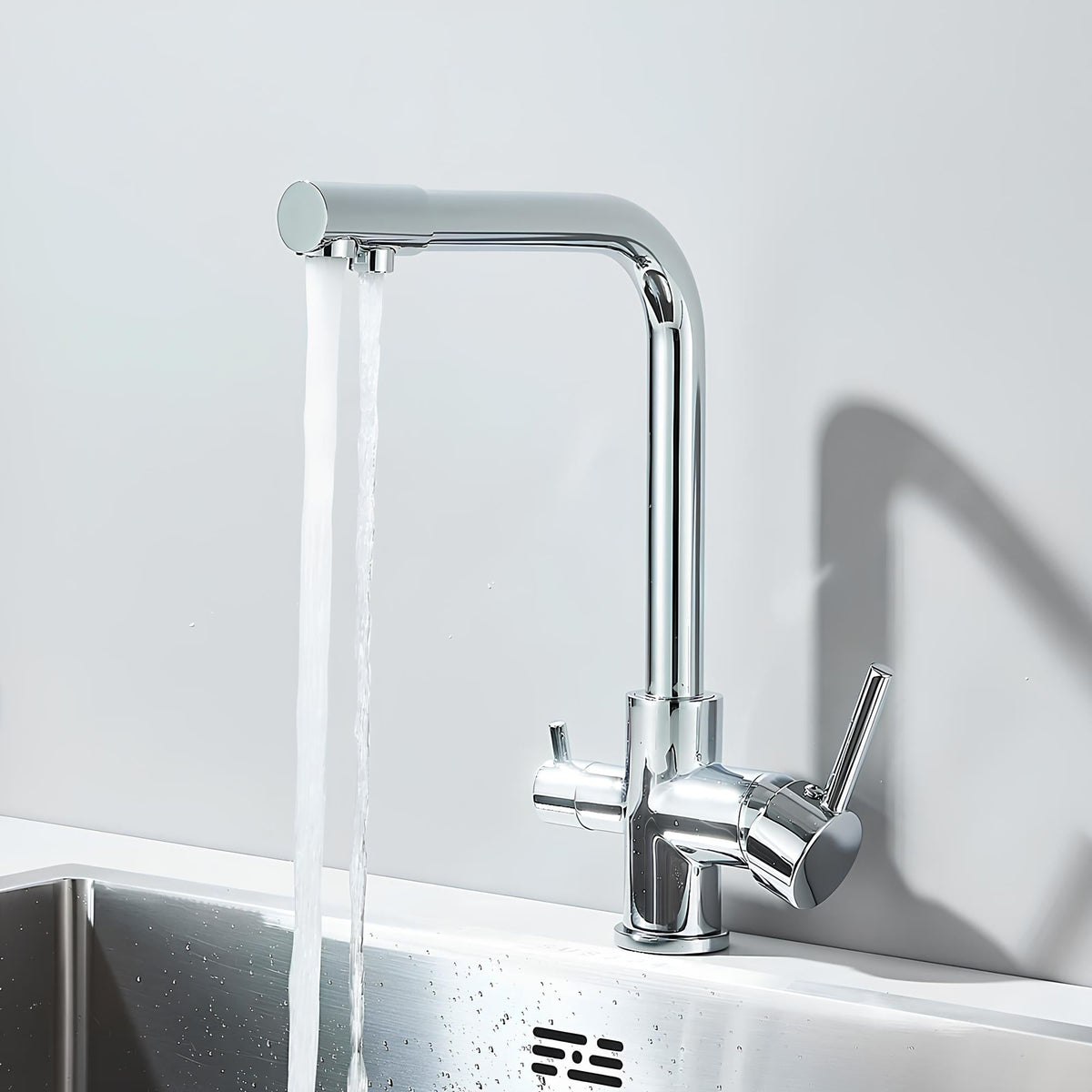 Robinet évier 3 voies eau filtrée laiton L'art du robinet