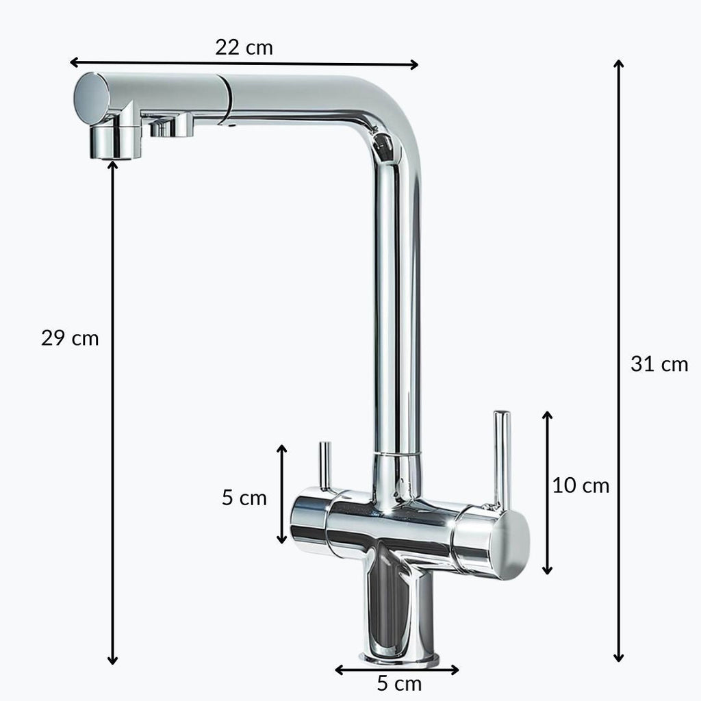 Robinet évier 3 voies eau filtrée laiton L'art du robinet