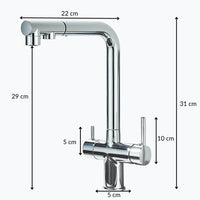 Robinet évier 3 voies eau filtrée laiton L'art du robinet