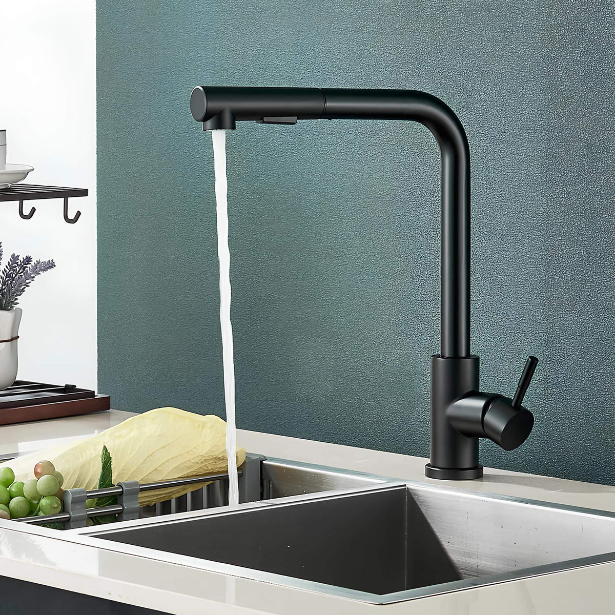 Robinet évier douchette rétractable noir inox L'art du robinet