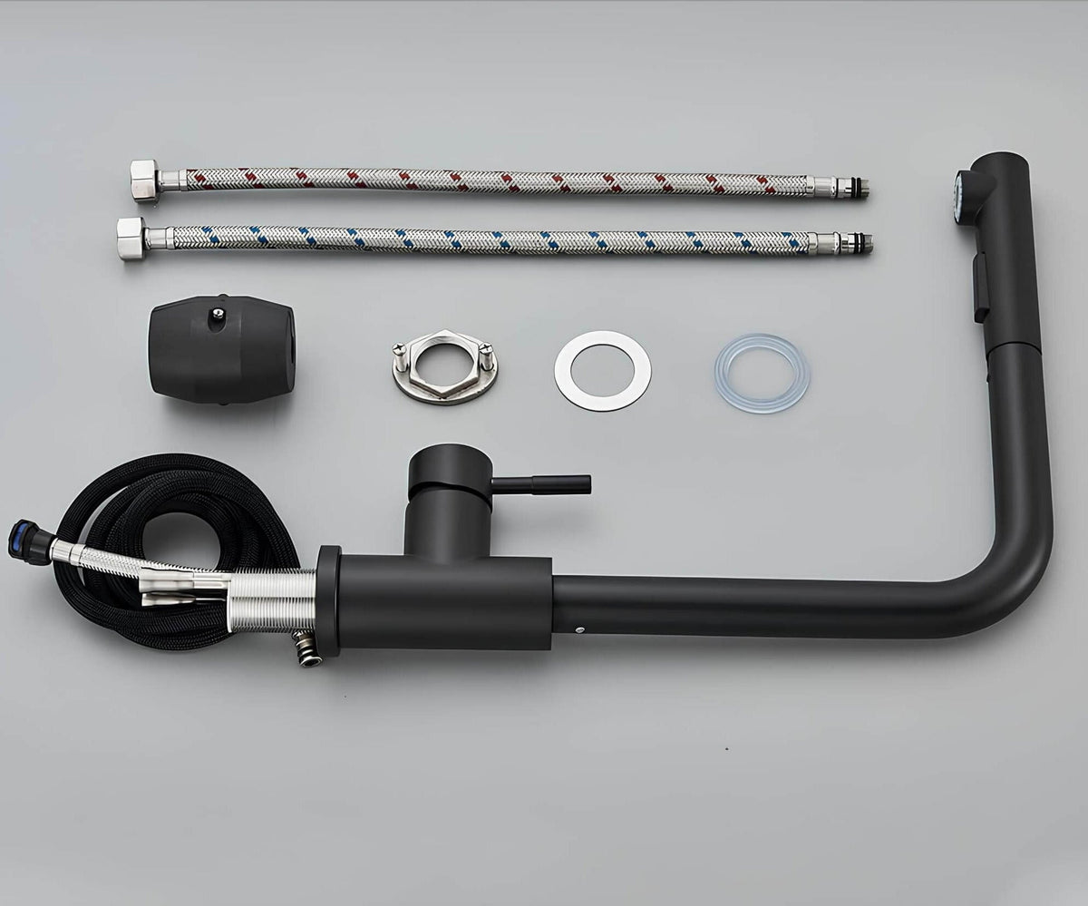 Robinet évier douchette rétractable noir inox L'art du robinet