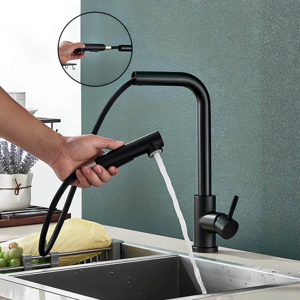 Robinet évier douchette rétractable noir inox L'art du robinet