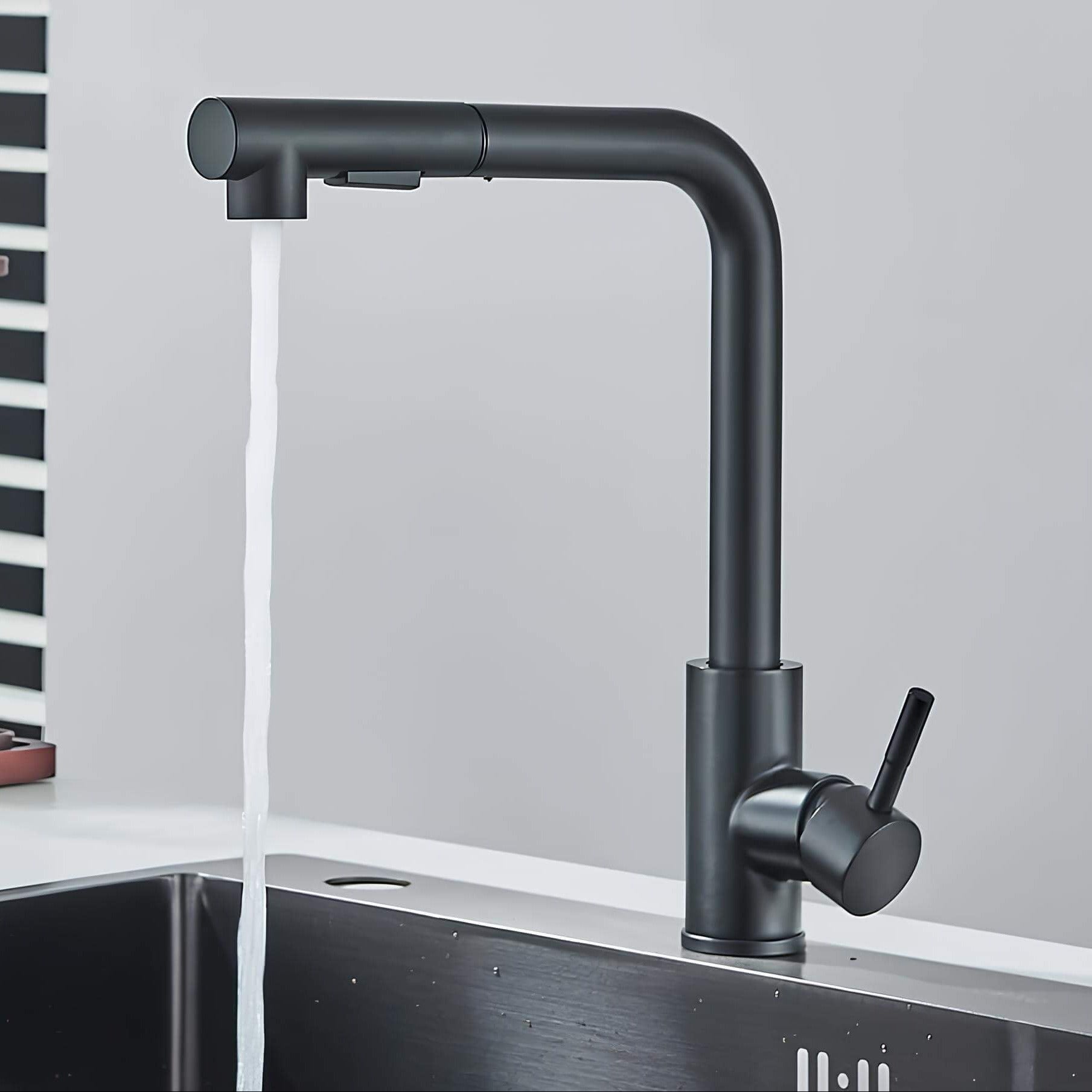 Robinet évier douchette rétractable noir inox L'art du robinet