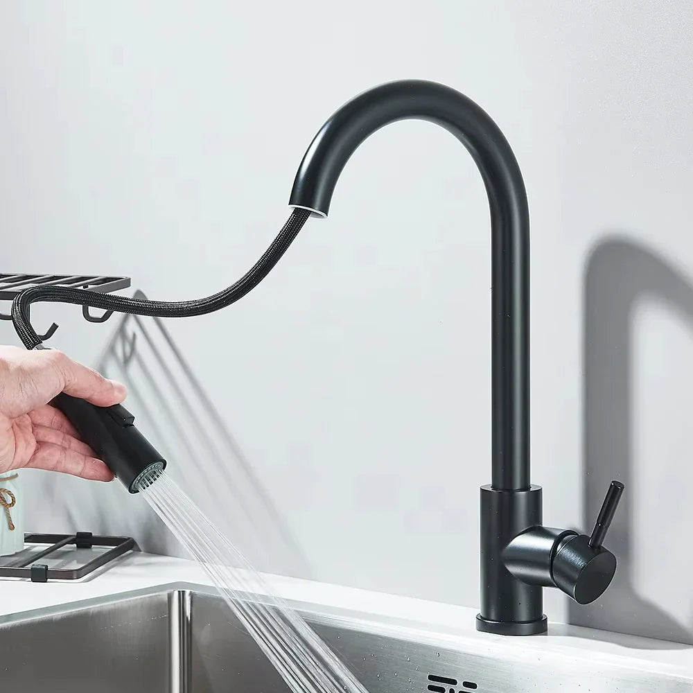 Robinet évier extractible monotrou acier inoxydable L'art du robinet