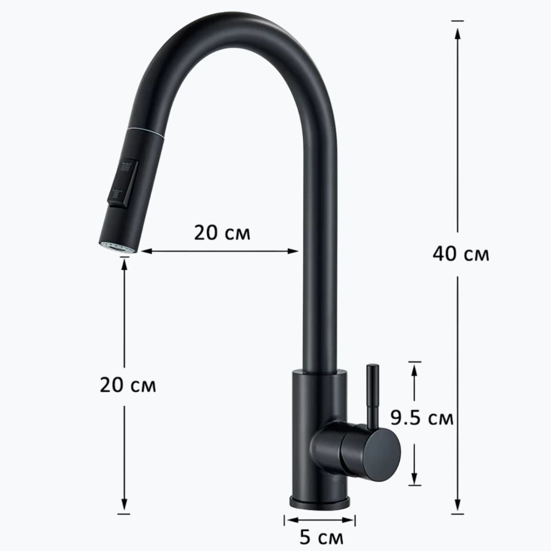 Robinet évier extractible monotrou acier inoxydable L'art du robinet Image