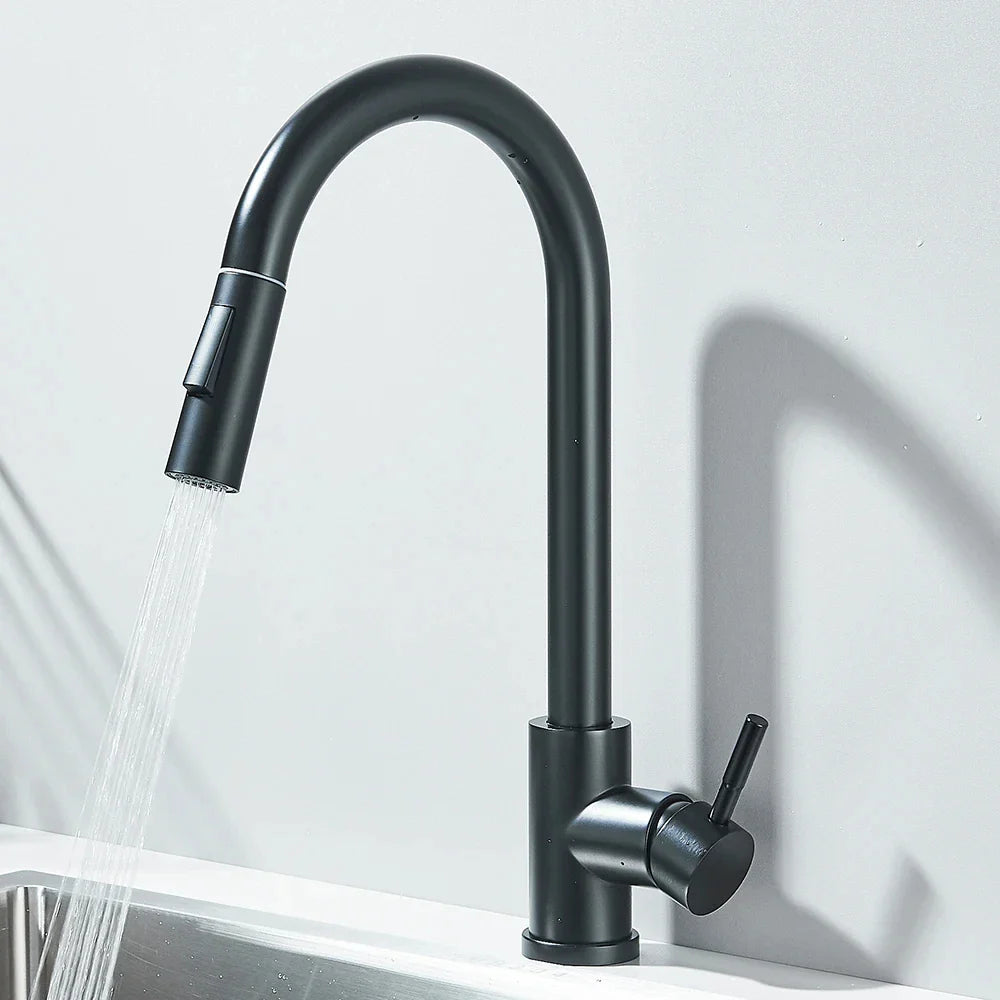 Robinet évier extractible monotrou acier inoxydable L'art du robinet