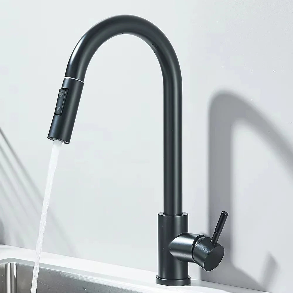 Robinet évier extractible monotrou acier inoxydable L'art du robinet